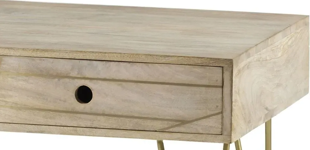 Kaza 1 Drawer Coffee Table with Hairpin Legs - Light Natural, Mango Wood