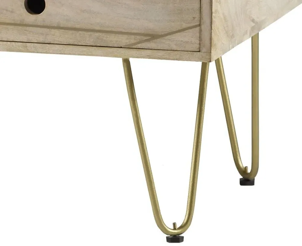 Kaza 1 Drawer Coffee Table with Hairpin Legs - Light Natural, Mango Wood