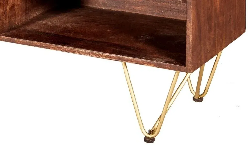 Kaza 140cm TV Unit with Hairpin Legs - Dark Walnut, Mango Wood