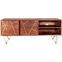 Kaza 140cm TV Unit with Hairpin Legs - Dark Walnut, Mango Wood