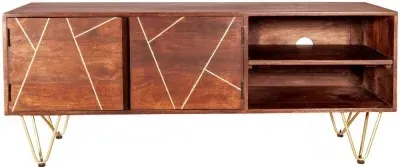 Kaza 140cm TV Unit with Hairpin Legs - Dark Walnut, Mango Wood image