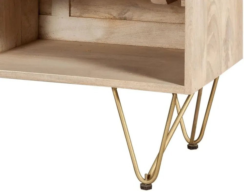 Kaza 140cm TV Unit with Hairpin Legs - Light Natural, Mango Wood