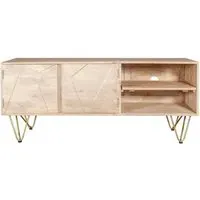 Kaza 140cm TV Unit with Hairpin Legs - Light Natural, Mango Wood
