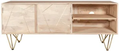 Kaza 140cm TV Unit with Hairpin Legs - Light Natural, Mango Wood