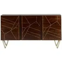 Kaza 160cm Large Sideboard with Gold Inlay - Dark Walnut, Mango Wood