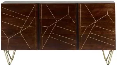 Kaza 160cm Large Sideboard with Gold Inlay - Dark Walnut, Mango Wood image