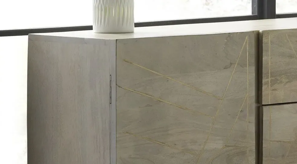 Kaza 160cm Large Sideboard with Gold Inlay - Light Natural, Mango Wood