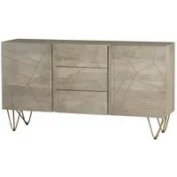 Kaza 160cm Large Sideboard with Gold Inlay - Light Natural, Mango Wood