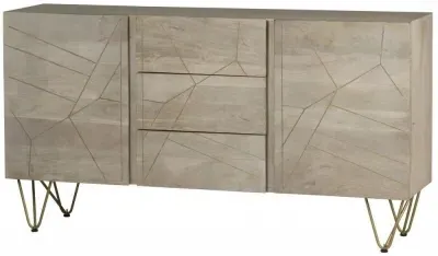 Kaza 160cm Large Sideboard with Gold Inlay - Light Natural, Mango Wood
