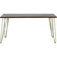 Kaza 6 Seater Dining Table with Gold Inlay - Dark Walnut, Mango Wood
