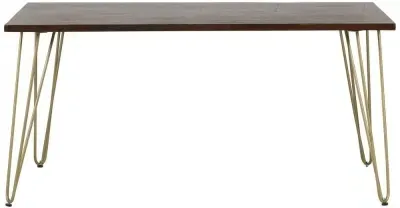 Kaza 6 Seater Dining Table with Gold Inlay - Dark Walnut, Mango Wood image