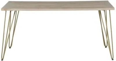 Kaza 6 Seater Dining Table with Gold Inlay - Light, Mango Wood