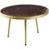 Kaza Round Coffee Table with Gold Geometric Inlay - Dark Walnut