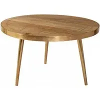 Kaza Round Coffee Table with Gold Geometric Inlay - Light Natural