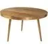 Kaza Round Coffee Table with Gold Geometric Inlay - Light Natural