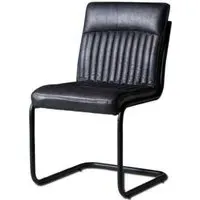 Kota Live Edge Cantilever Dining Chair - Dark Grey, Faux Leather