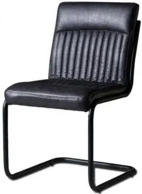 Kota Live Edge Cantilever Dining Chair - Dark Grey, Faux Leather image