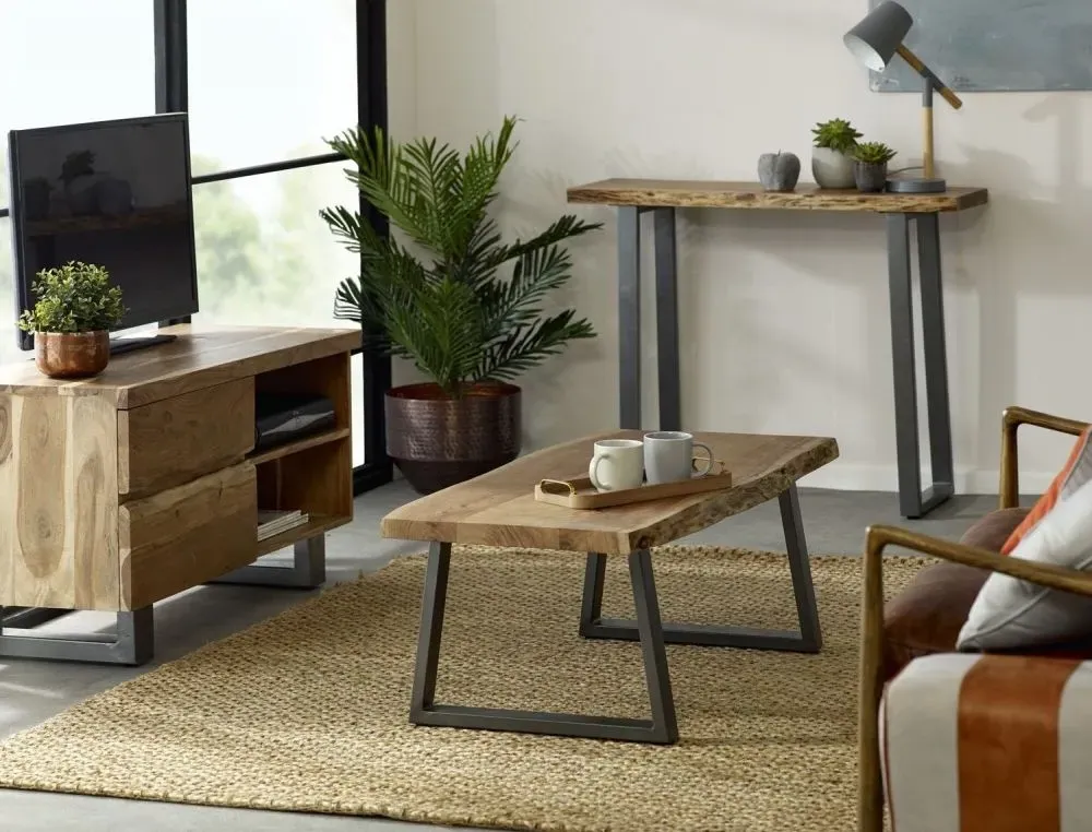 Kota Live Edge Console Table - Matt Lacquer, Acacia Wood