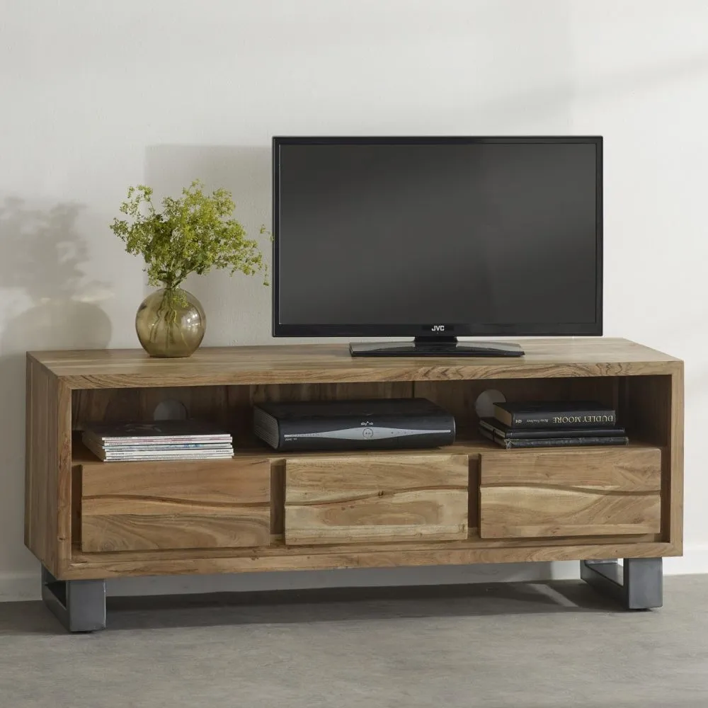Kota Live Edge Solid Acacia Wood 140cm TV Unit - Matt Lacquer