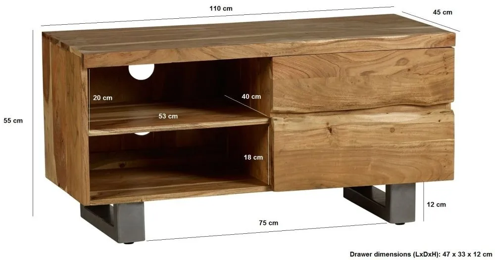 Kota Live Edge TV Unit - Matt Lacquer, Acacia Wood