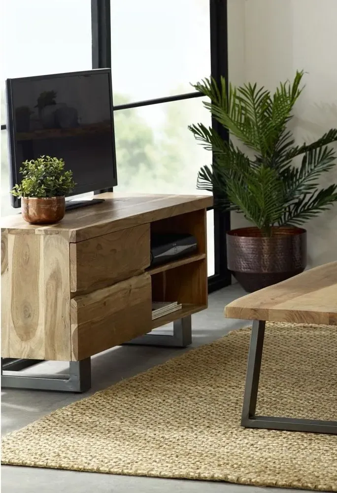 Kota Live Edge TV Unit - Matt Lacquer, Acacia Wood