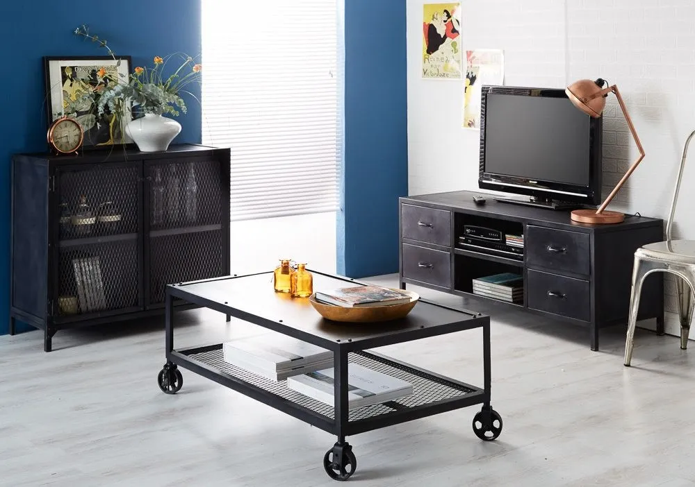 Mateo Industrial 2 Door Sideboard - Black