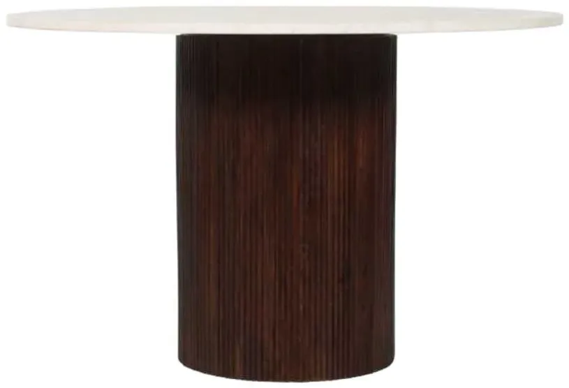 Opal 4 Seater Round Pedestal Dining Table - White, Marble