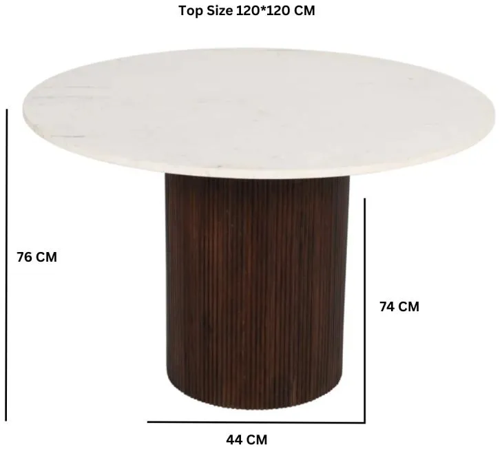 Opal 4 Seater Round Pedestal Dining Table - White, Marble