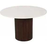 Opal 4 Seater Round Pedestal Dining Table - White, Marble
