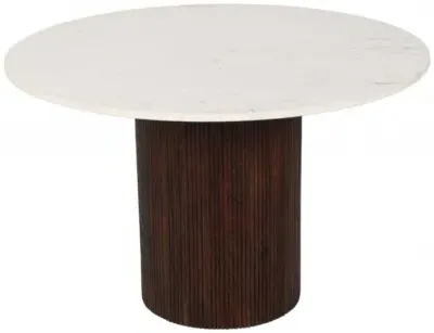 Opal 4 Seater Round Pedestal Dining Table - White, Marble image