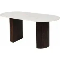 Opal Fluted 6-Seater Double Pedestal Dining Table - White, Marble