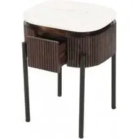 Opal Fluted Bedside Table with Drawer - White, Mango Wood