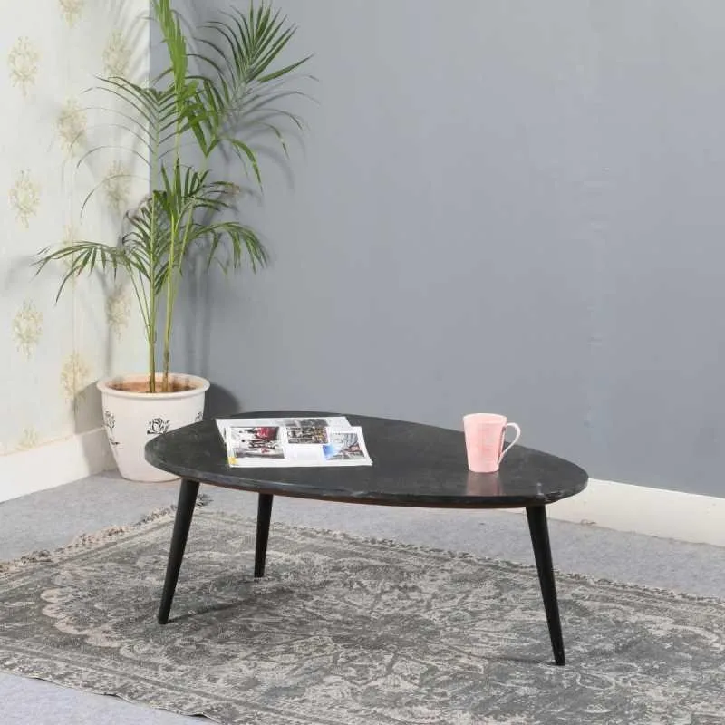 Opal Fluted Coffee Table - Black, Marble