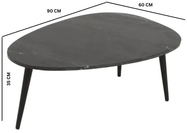 Opal Fluted Coffee Table - Black, Marble
