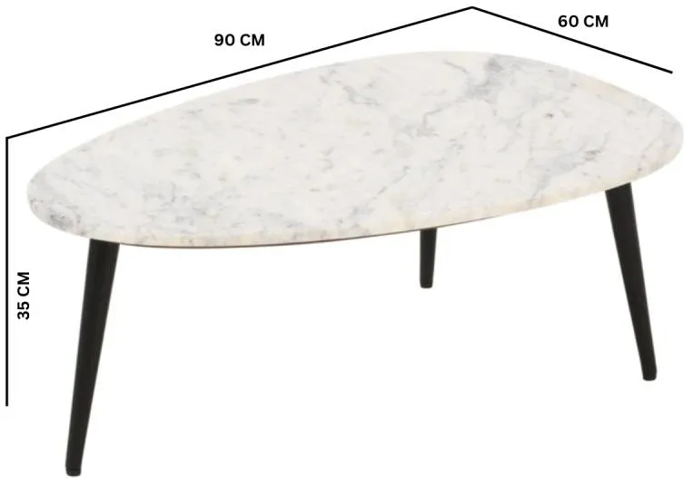 Opal Fluted Coffee Table - White, Marble
