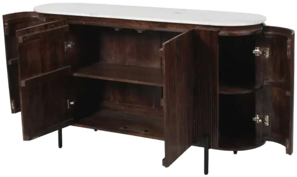 Opal Fluted Large Sideboard - White, Mango Wood