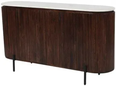 Opal Fluted Large Sideboard - White, Mango Wood