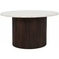 Opal Fluted Round Coffee Table - White, Mango Wood