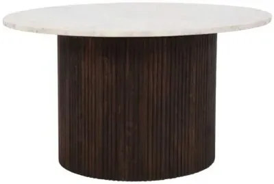 Opal Fluted Round Coffee Table - White, Mango Wood