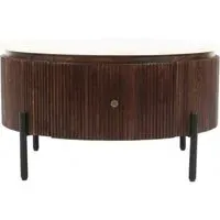 Opal Fluted Round Coffee Table with Storage - White, Mango Wood