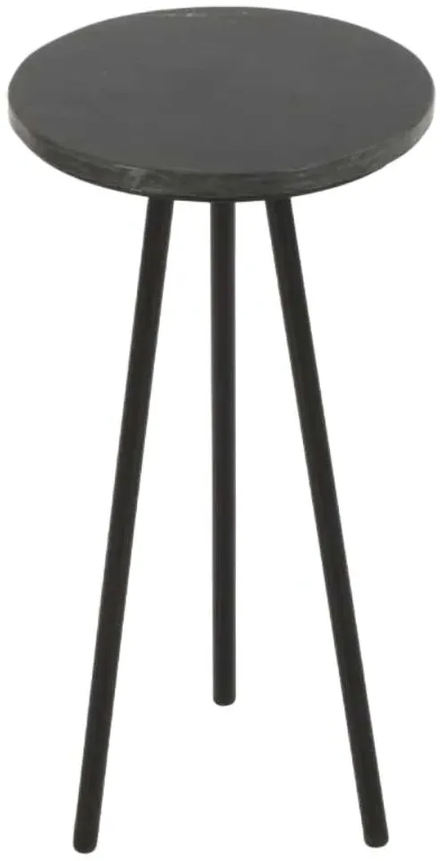 Opal Fluted Side Table - Black, Marble