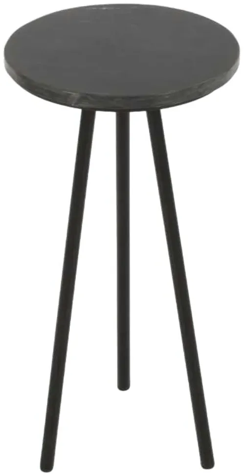 Opal Fluted Side Table - Black, Marble