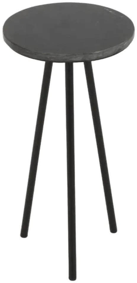 Opal Fluted Side Table - Black, Marble