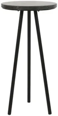 Opal Fluted Side Table - Black, Marble image