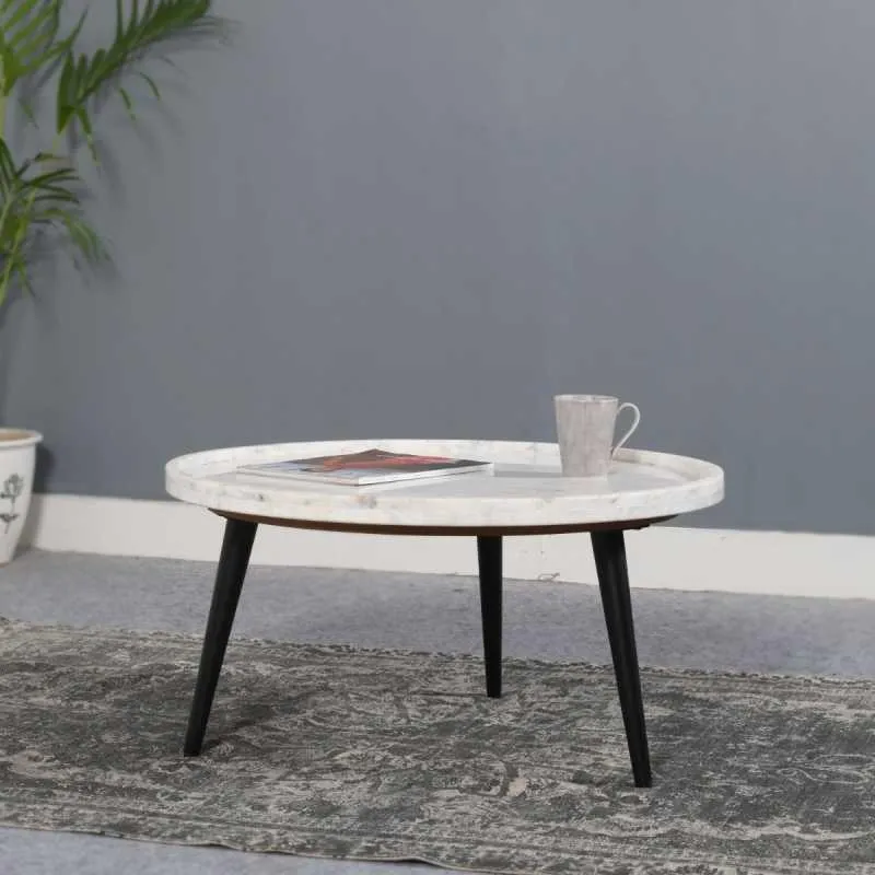 Opal Round Coffee Table - White Marble