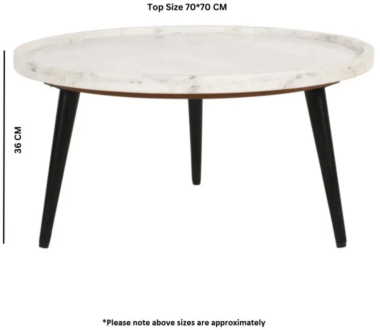Opal Round Coffee Table - White Marble