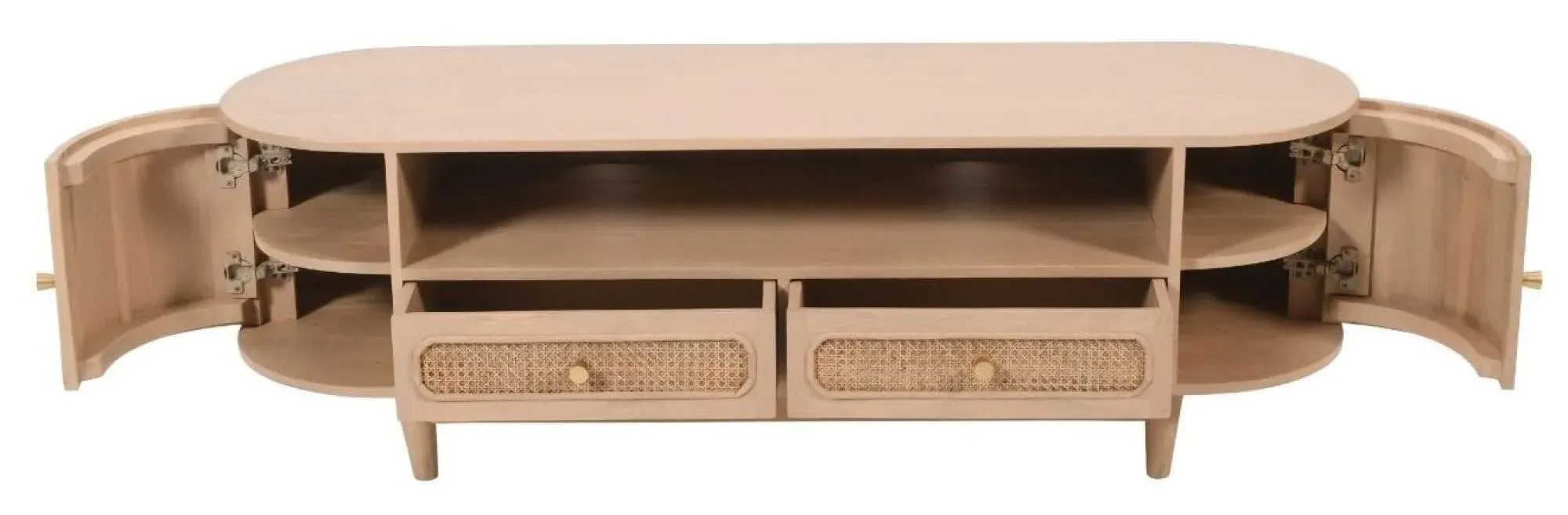 Vance Curved 152cm TV Unit - Natural, Rattan