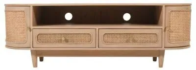 Vance Curved 152cm TV Unit - Natural, Rattan