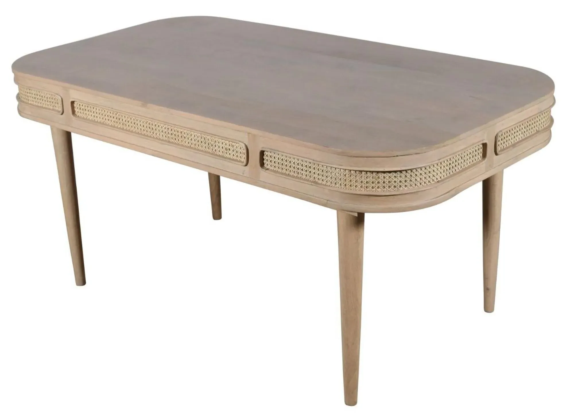 Vance Curved 6-Seater Dining Table - Natural, Rattan