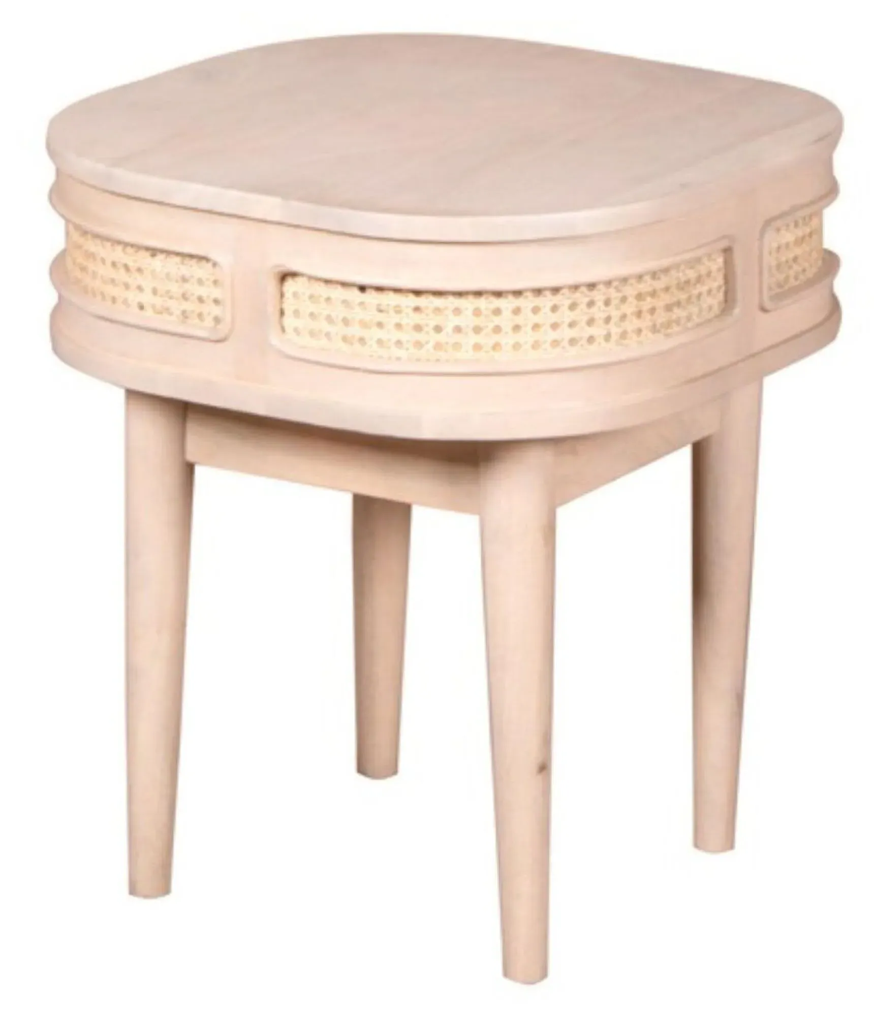 Vance Curved Bedside Table - Natural, Rattan